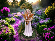 Load image into Gallery viewer, Guardian of the Grimoire Dragon and Fairy Figurine | Protector of the Mystical Tome | Handcrafted Resin Fantasy Collectible
