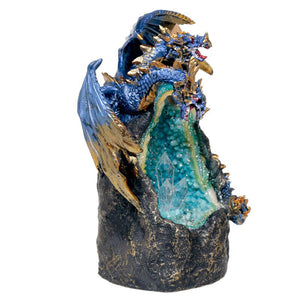 Blue Dragon LED Backflow Incense Burner - Crystal Cave Fantasy Ornament for Home