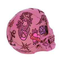 Load image into Gallery viewer, Pink Gothic Tattoo Skull Money Box | Resin Skull Coin Bank | Tattoo Fund Gift Box

