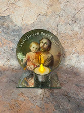 Load image into Gallery viewer, Sacred Saint Joseph and Child Jesus Glass Votive Candle Holder - Devotional Christian Altar Piece for Prayer and Reflection-OsirisTradingUK
