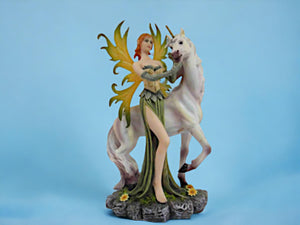 Enchanted Forest Fairy and Majestic Unicorn Resin Statue, Mystical Fantasy Decor, Whimsical Figurine, Magical Home Ornament&quot;-OsirisTradingUK