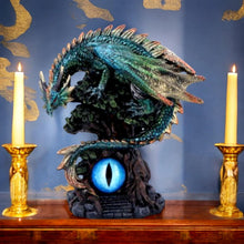 Charger l&#39;image dans la galerie, Dragon Figurine with Mystical Eye | Hand-Painted Gothic Fantasy Resin Statue
