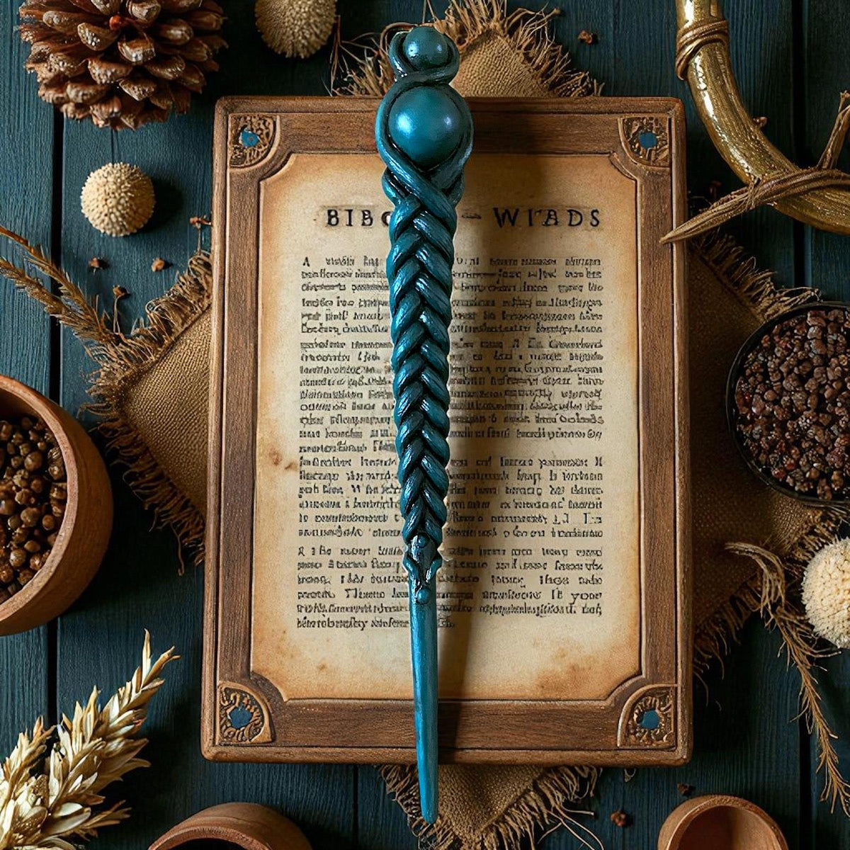 Witchy Wand Resin 24cm | Handcrafted Occult Prop | Wiccan Ritual Magic ...