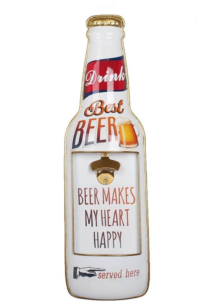 Beer Make My Heart Happy Bottle Opener Man Cave Garage Garden Large Wall Sign-OsirisTradingUK