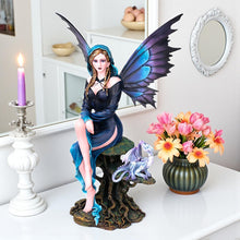 Load image into Gallery viewer, Fantasy Fairy Companion with Dragon Figurine Magical Mythical Gothic Sculpture
