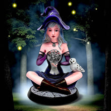 Load image into Gallery viewer, Fantasy Witch Holding Pentagram Figurine Wiccan Ornament  Statue with Owl
