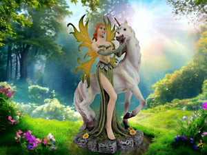 Enchanted Forest Fairy and Majestic Unicorn Resin Statue, Mystical Fantasy Decor, Whimsical Figurine, Magical Home Ornament&quot;-OsirisTradingUK