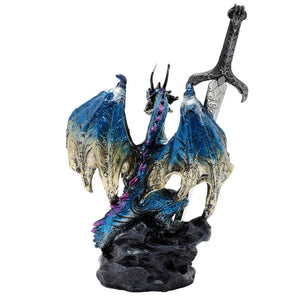 Mystical Dragon Figurine with Sword - Fantasy Letter Opener Collectible Statue