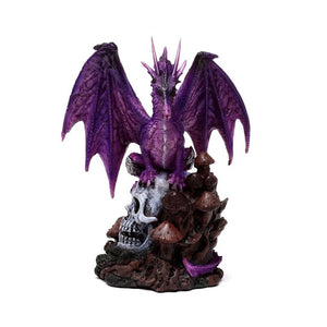 Amethyst Dragon Figurine - Gothic Skull Ornament Fantasy Decor Statue Home Decor