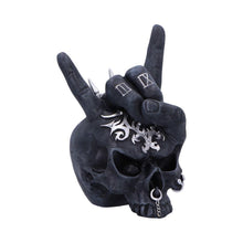 Charger l&#39;image dans la galerie, Gothic Skull Horns Ornament | Rock Band Hand Gesture Statue | 17.5cm Hand-Painted Resin Collectible
