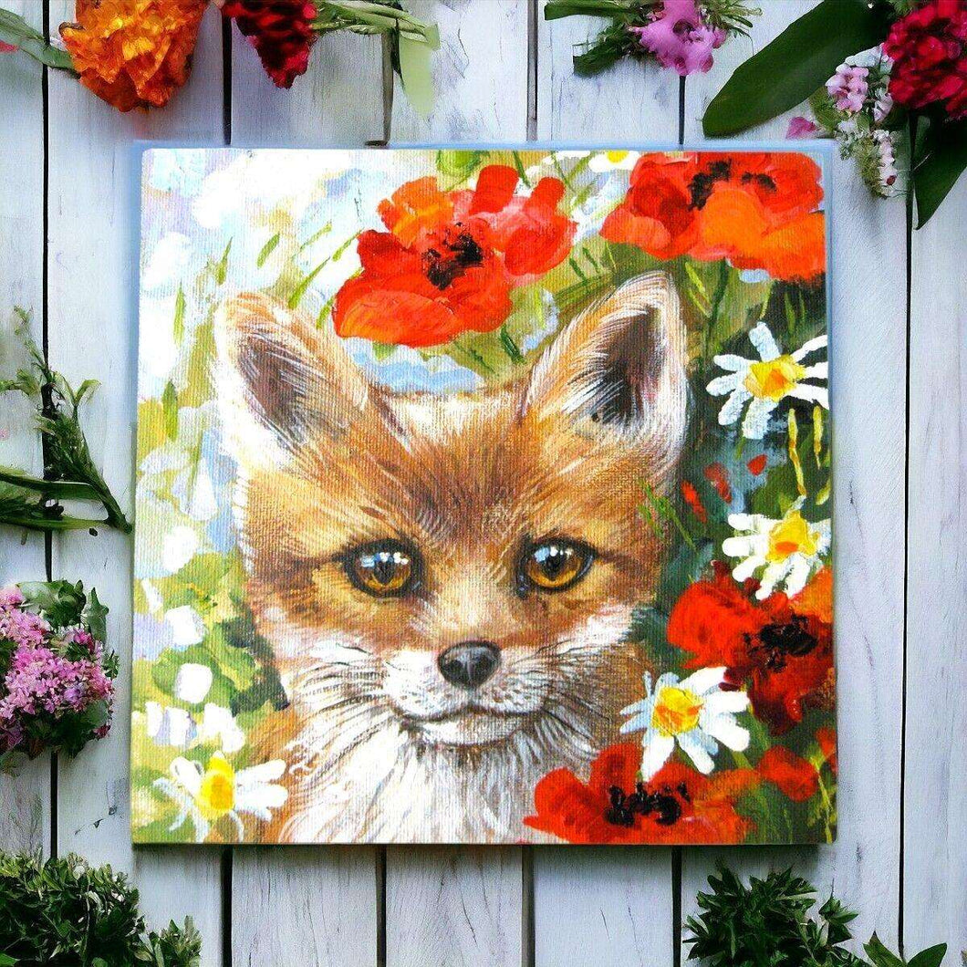Charming Fox Cub Forage Ceramic Tile Judith Yates Enchanting Woodland Wall Art-OsirisTradingUK