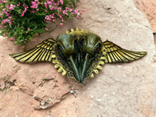 Load image into Gallery viewer, Gothic Raven Skull with Wings Wall Plaque - Handcrafted Resin Decor with Metal Hanger, Dark Fantasy Gothic Home Decor-OsirisTradingUK
