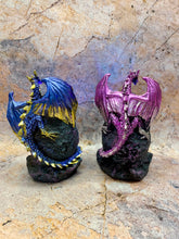 Load image into Gallery viewer, Enchanting Pair of LED Dragon Figurines - Illuminated Resin Twin Dragons with Glitter Crystals, Fantasy Home Decor, 11cm Magical Duo
