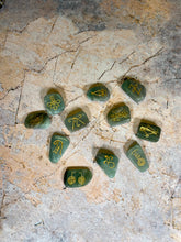 Load image into Gallery viewer, Set of 11 Aventurine Reiki Stones | Engraved Healing Crystals | 3-4cm Gemstones | Osiris Embroidered Velvet Pouch Included-OsirisTradingUK
