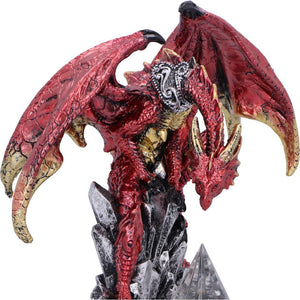 Mythical Red Dragon Figurine with Led Light Prism Crystal Gothic Guardian Statue