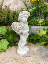 Charger l&#39;image dans la galerie, Adorable Cherub Holding Flowers Exquisite Resin Sculpture Angel Statue 19 cm-OsirisTradingUK
