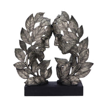 Load image into Gallery viewer, Silver Leaf Couple Face Statue Abstract Romantic Sculpture Decorative Art Figurine
