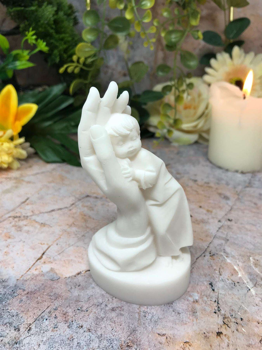 Baby in Hand Alabaster Ornament Handful Of Love, Ideal Christening Gift or New Baby Keepsake