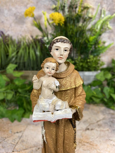 Exquisite Resin Statue Saint Anthony with Baby Jesus Unique Religious Gift-OsirisTradingUK