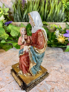 Saint Anne and Child Resin Figurine, Religious Statue, Patron Saint Decor, Inspirational Christian Art, Hand-Painted Family Sculpture-OsirisTradingUK