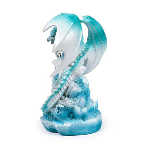 Ice Crystal Dragon Figurine 20.5cm | Fantasy Blue Dragon Resin Statue | Mythical Creature Home Decor Ornament