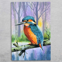 Load image into Gallery viewer, &quot;Kingfisher by the Lake Ceramic Art Tile 30x20 cm - Wall Hanging Home Decor - Ready to Hang - Bird Lovers Gift&quot;
