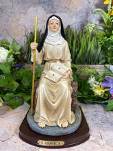 Load image into Gallery viewer, Saint Monica Resin Statue, Patroness of Mothers and Wives, Hand-Painted Figurine, Christian Home Decor, Inspirational Religious Art
