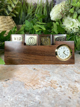 Load image into Gallery viewer, Vintage Maritime Wood and Brass Desk Clock with Calendar Nautical Style Decor
