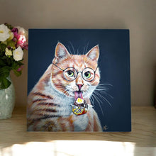 Load image into Gallery viewer, &quot;Colin&quot; Cat Ceramic Art Tile by Victoria Coleman | Ready to Hang 20x20 cm | Wall Art Decor
