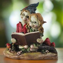 Load image into Gallery viewer, Pixie Reading Garden Ornament Sculpture Figurine Elf Fairy Lawn Decoration Gift
