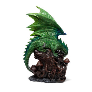 Green Dragon Figurine Gothic Resin Statue Fantasy Decor Collectible Ornament 23cm