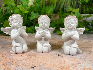 Adorable Cherub Figurines Set of 3 | Resin Angel Statues | Prayerful Cherubim Decor | Boxed Angelic Trio | Spiritual Gift Collection-OsirisTradingUK