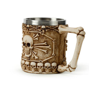 Gothic Skull Mug - Bone Handle Halloween Home Decor Tankard