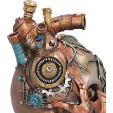 Load image into Gallery viewer, Steampunk Skull Heart Figurine Mechanical Gothic Ornament with Gears &amp; Pipes
