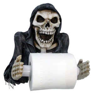 Gothic Skeleton Reaper Toilet Roll Holder Grim Bathroom Decor Unique Halloween Accessory