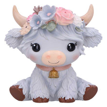 Load image into Gallery viewer, Moo Crew Magnolia Grey Flower Cow Figurine Ornament Cute Farmhouse Decor
