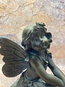 Cherished Meadow Fairy Resin Sculpture, 23cm – Captivating Floral Fairy for Garden or Indoor Grace