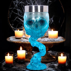 Clear Blue Skull Goblet Fantasy Cup Chalice Gothic & Occult Drinkware Ideal Gift