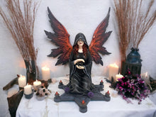 Load image into Gallery viewer, Enigmatic Dark Enchantress Resin Statue with Crystal Ball - Gothic Altar Pentagram Figure, Mystic Decor-OsirisTradingUK

