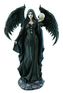 Large Gothic Dark Angel with Skull Figurine Fantasy Resin Statue Ornament 33.5cm