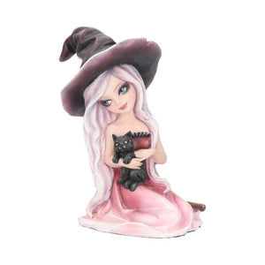 Rosa 15cm Witch Figurine with Black Cat | Cute Handcrafted Resin Ornament