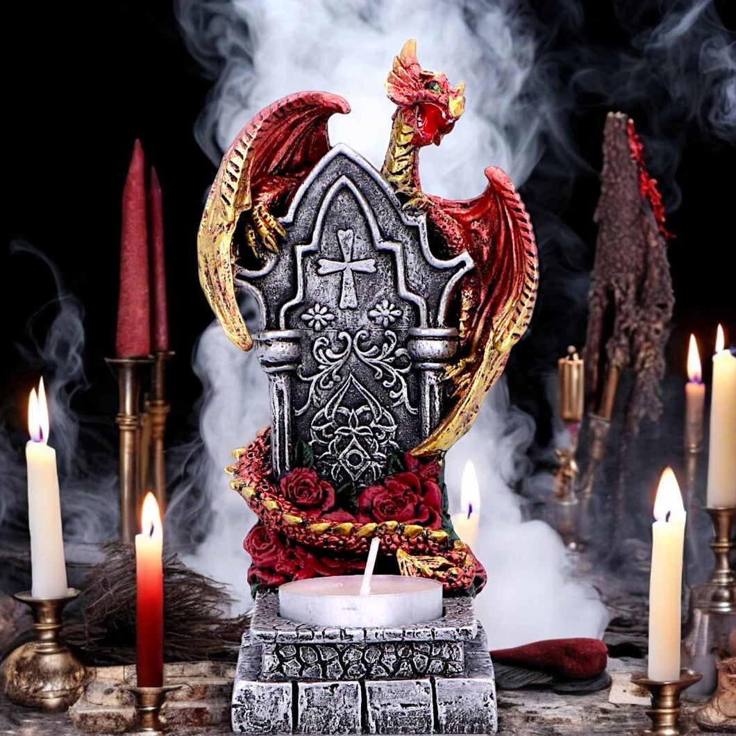 Fantasy Gothic Dragon Tealight Holder Ornament Majestic Statue Home Decor