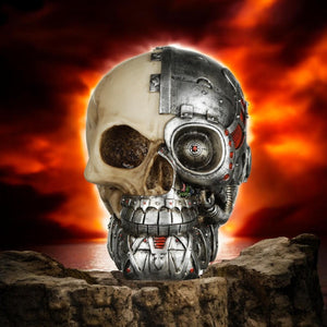 Steampunk Cyborg Skull Ornament Gothic Cyberpunk Decor Sci-Fi Resin Figurine