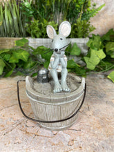 Load image into Gallery viewer, Cheeky &amp; Charming Hilarious Mouse on Resin Bucket Lid Garden Ornament-OsirisTradingUK
