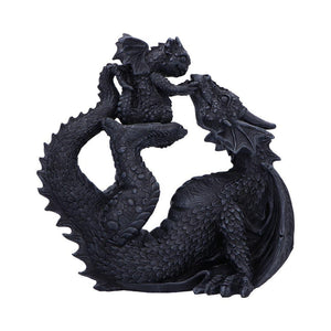 Mother Dragon and Dragonling Figurine Gothic Resin Collectible Statue 22cm Ideal Gift