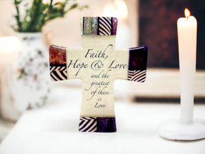 Porcelain Cross Faith, Hope, and Love Elegant Christian Decor Spiritual Keepsake Timeless or Religious Centerpiece 14.5 cm Tall-OsirisTradingUK