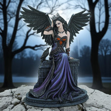 Load image into Gallery viewer, Gothic Dark Angel Figurine with Crown Raven Resin Statue Fantasy Ornament 31cm
