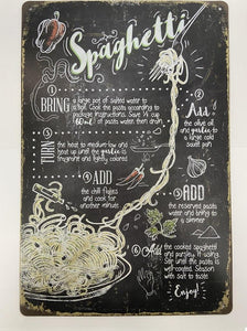 Classic Italian Spaghetti Recipe Metal Sign Vintage Inspired Kitchen Wall Decor House Warming Gift-OsirisTradingUK