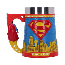 Load image into Gallery viewer, Superman Tankard Official DC Comics Mug Man of Steel Cup with City Skyline
