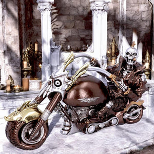 Steampunk Skeleton Motorbike Figurine Gothic Rider Statue Fantasy Horror Ornament